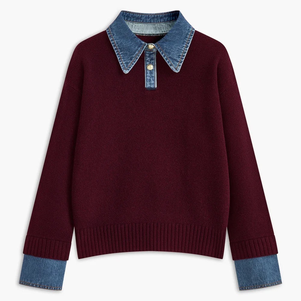 Commense 2 in 1 Panel Lapel Sweater